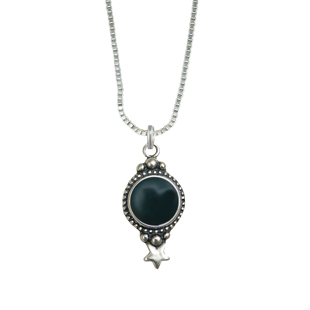 Sterling Silver Gemstone Necklace With Bloodstone